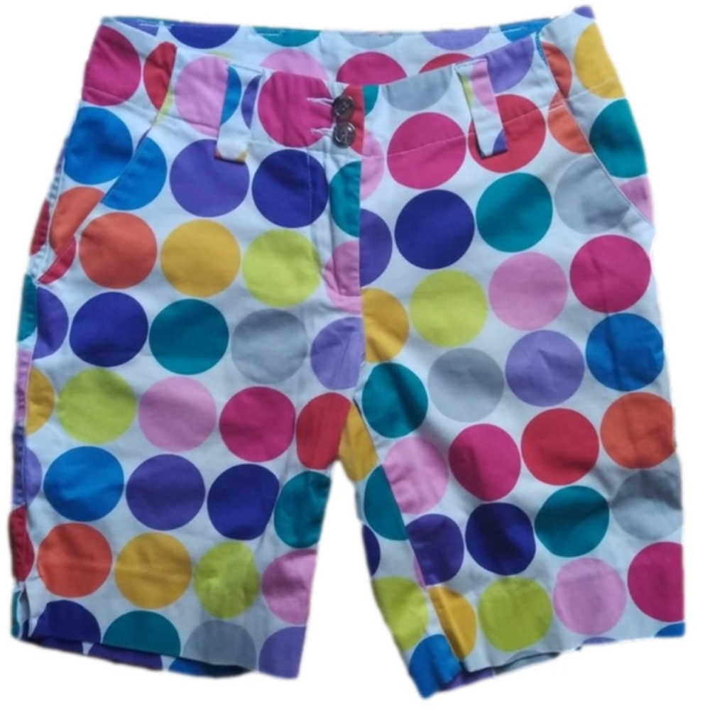 LOUDMOUTH Fairway Disco Balls Polka dot Bermuda shorts cotton stretch size 0
